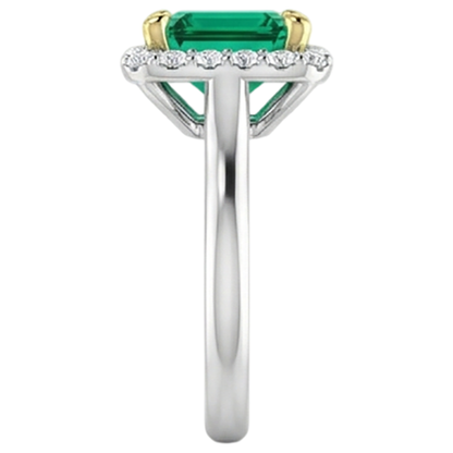 Natural Real ( Not Lab Grown ) Green Emerald GIA Halo Ring Anniversary Jewelry Cathedral Setting