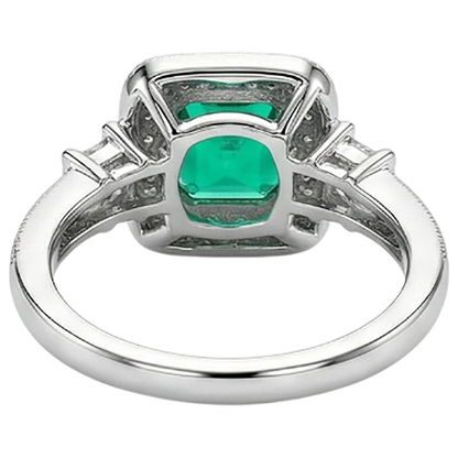Natural Real ( Not Lab Grown ) Green Emerald GIA Halo Ring Antique Look Ladies Jewelry