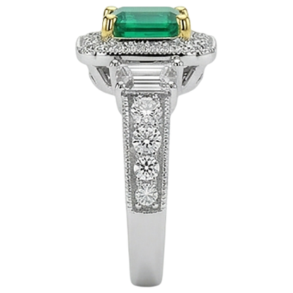 Natural Real ( Not Lab Grown ) Green Emerald GIA Halo Ring Antique Look Ladies Jewelry