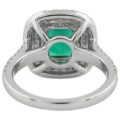 Natural Real ( Not Lab Grown ) Green Emerald GIA Halo Ring Diamond Engagement