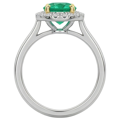 Natural Real ( Not Lab Grown ) Green Emerald GIA Halo Ring For Engagement