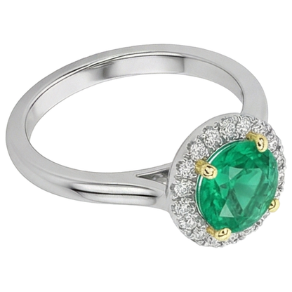 Natural Real ( Not Lab Grown ) Green Emerald GIA Halo Ring For Engagement