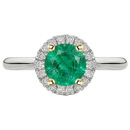 Natural Real ( Not Lab Grown ) Green Emerald GIA Halo Ring For Engagement