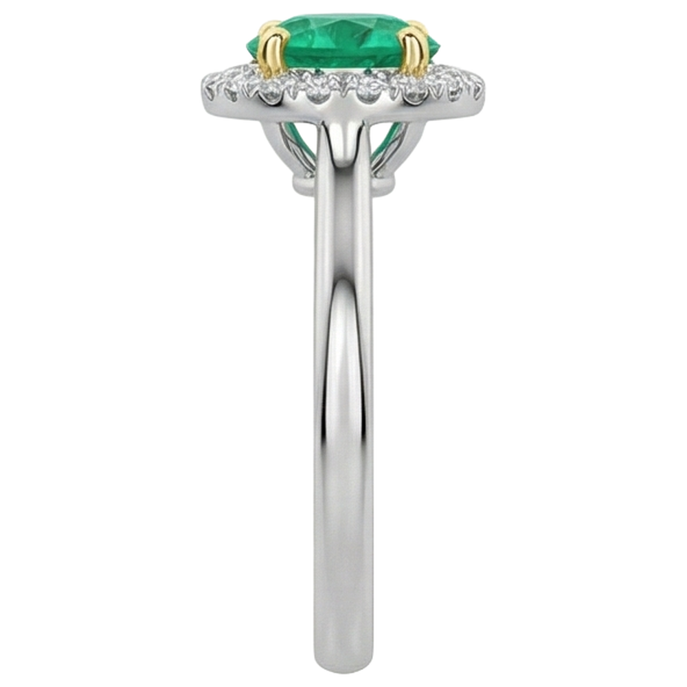 Natural Real ( Not Lab Grown ) Green Emerald GIA Halo Ring For Engagement