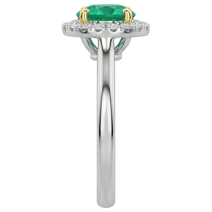 Natural Real ( Not Lab Grown ) Green Emerald GIA Halo Ring For Engagement
