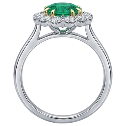 Natural Real ( Not Lab Grown ) Green Emerald GIA Halo Ring