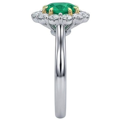 Natural Real ( Not Lab Grown ) Green Emerald GIA Halo Ring