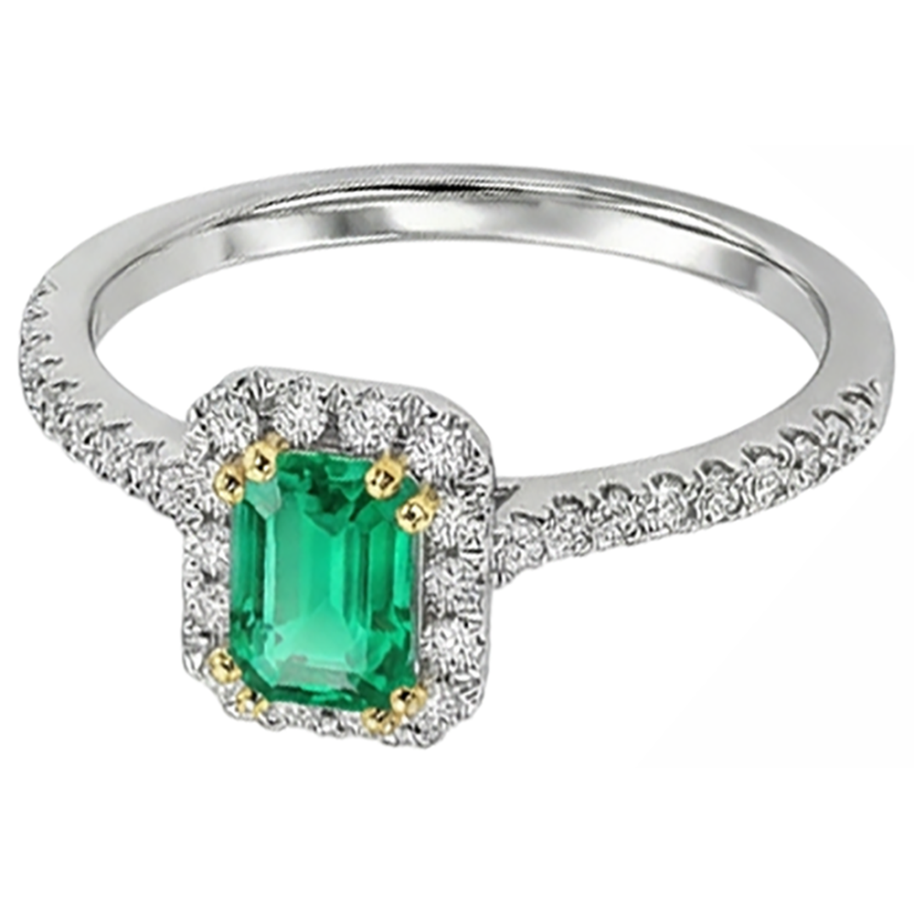 Natural Real ( Not Lab Grown ) Green Emerald GIA Halo Wedding Ring Comfort Fit Band