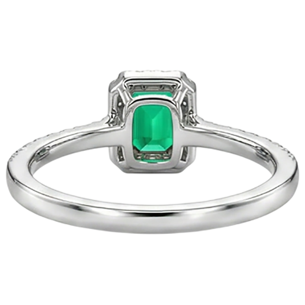 Natural Real ( Not Lab Grown ) Green Emerald GIA Halo Wedding Ring Comfort Fit Band