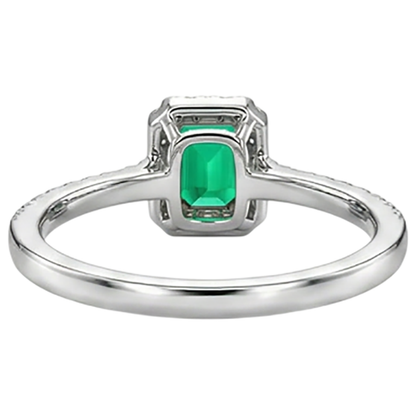 Natural Real ( Not Lab Grown ) Green Emerald GIA Halo Wedding Ring Comfort Fit Band