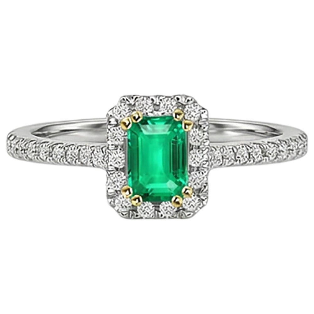 Natural Real ( Not Lab Grown ) Green Emerald GIA Halo Wedding Ring Comfort Fit Band