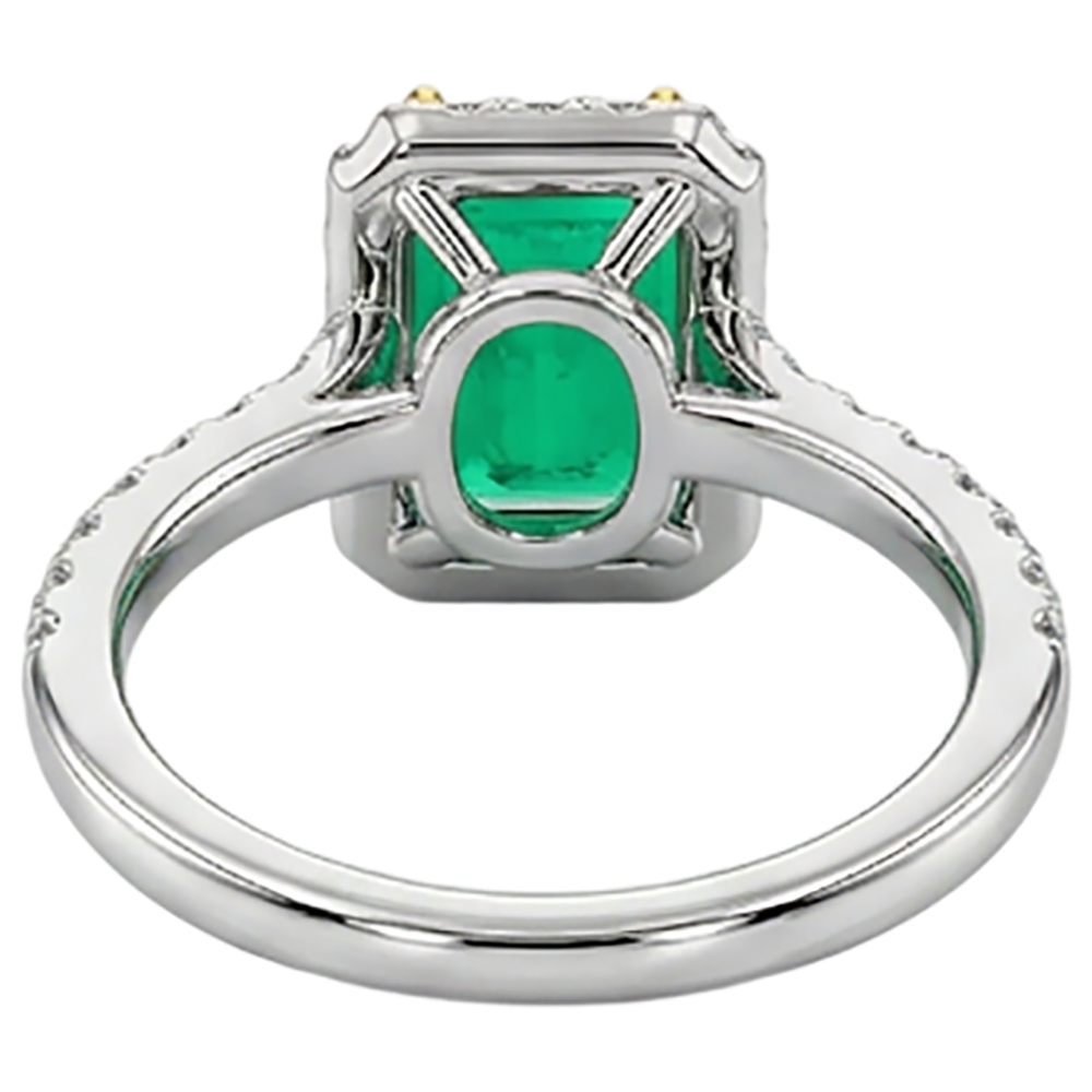 Natural Real ( Not Lab Grown ) Green Emerald GIA Halo Wedding Ring