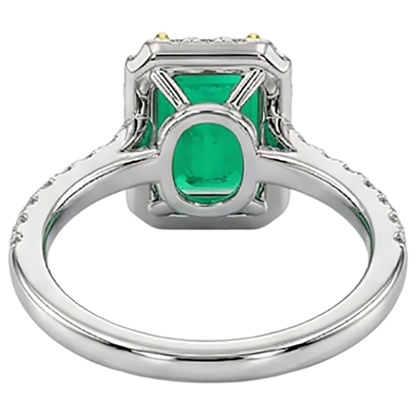 Natural Real ( Not Lab Grown ) Green Emerald GIA Halo Wedding Ring