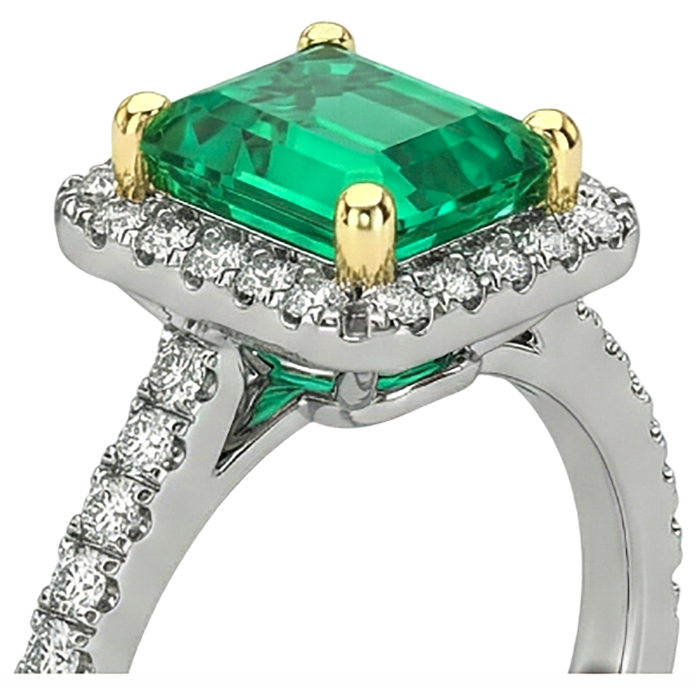 natural emerald emerald 2ct ring profile view