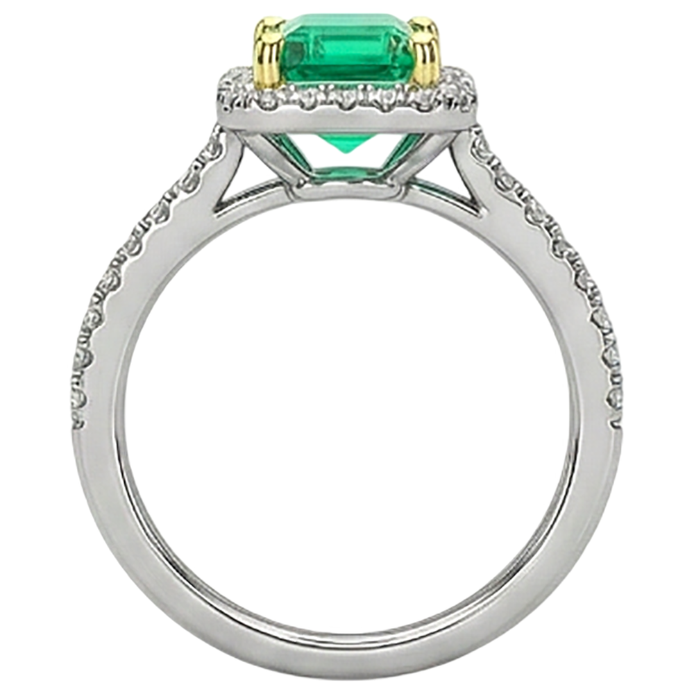 natural emerald emerald 2ct ring with diamond accents