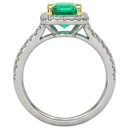 natural emerald emerald 2ct ring with diamond accents