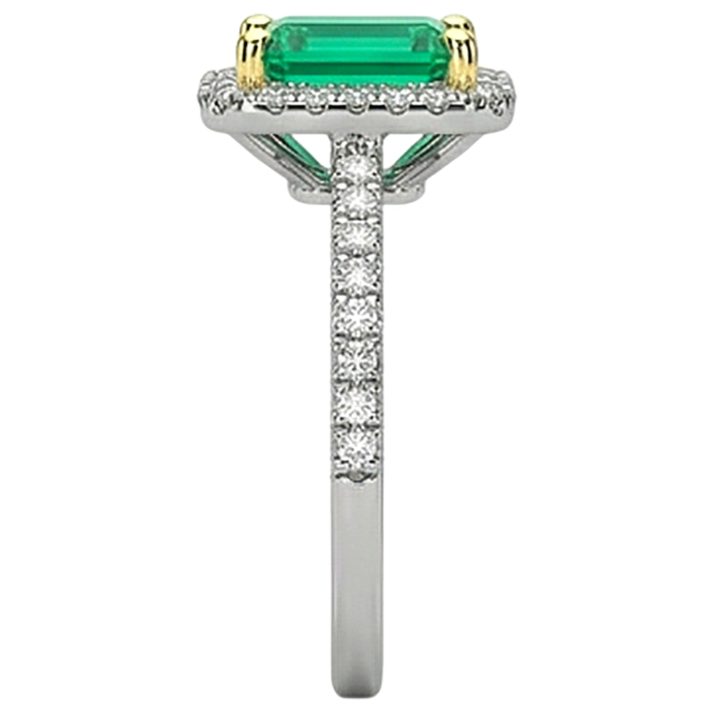 natural emerald emerald 2ct ring on white background