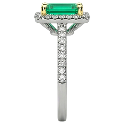 natural emerald emerald 2ct ring on white background