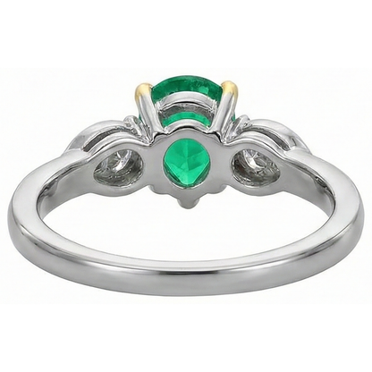 Natural Real ( Not Lab Grown ) Green Emerald GIA Ladies Ring Pear Cut Gemstone Prong Set