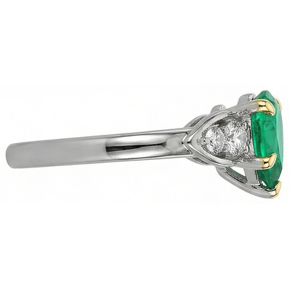 Natural Real ( Not Lab Grown ) Green Emerald GIA Ladies Ring Pear Cut Gemstone Prong Set