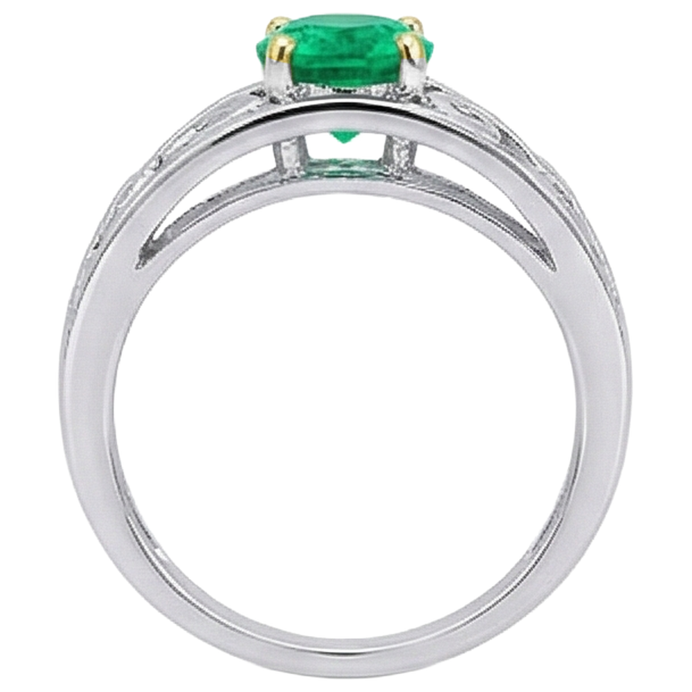 Natural Real ( Not Lab Grown ) Green Emerald GIA Mens Ring Filigree Design