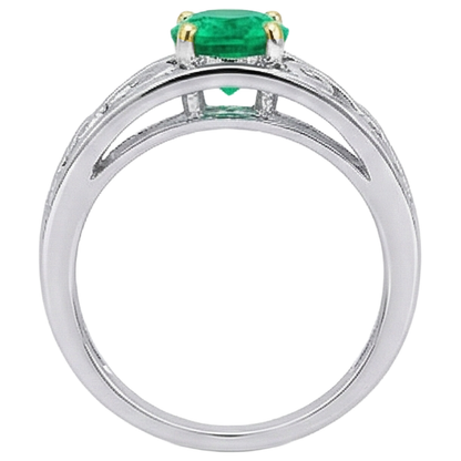 Natural Real ( Not Lab Grown ) Green Emerald GIA Mens Ring Filigree Design