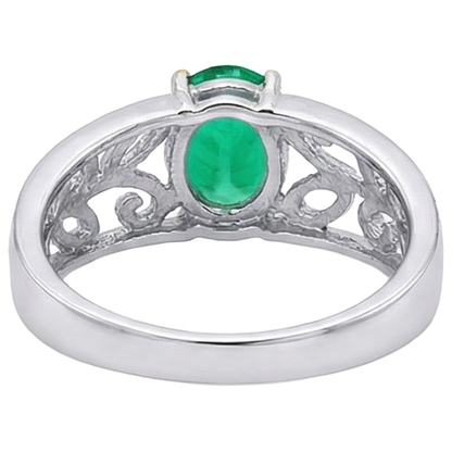 Natural Real ( Not Lab Grown ) Green Emerald GIA Mens Ring Filigree Design