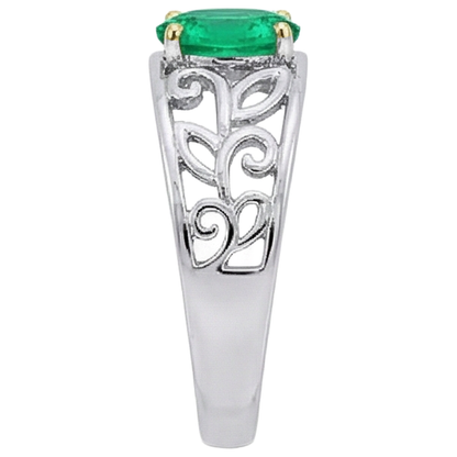 Natural Real ( Not Lab Grown ) Green Emerald GIA Mens Ring Filigree Design