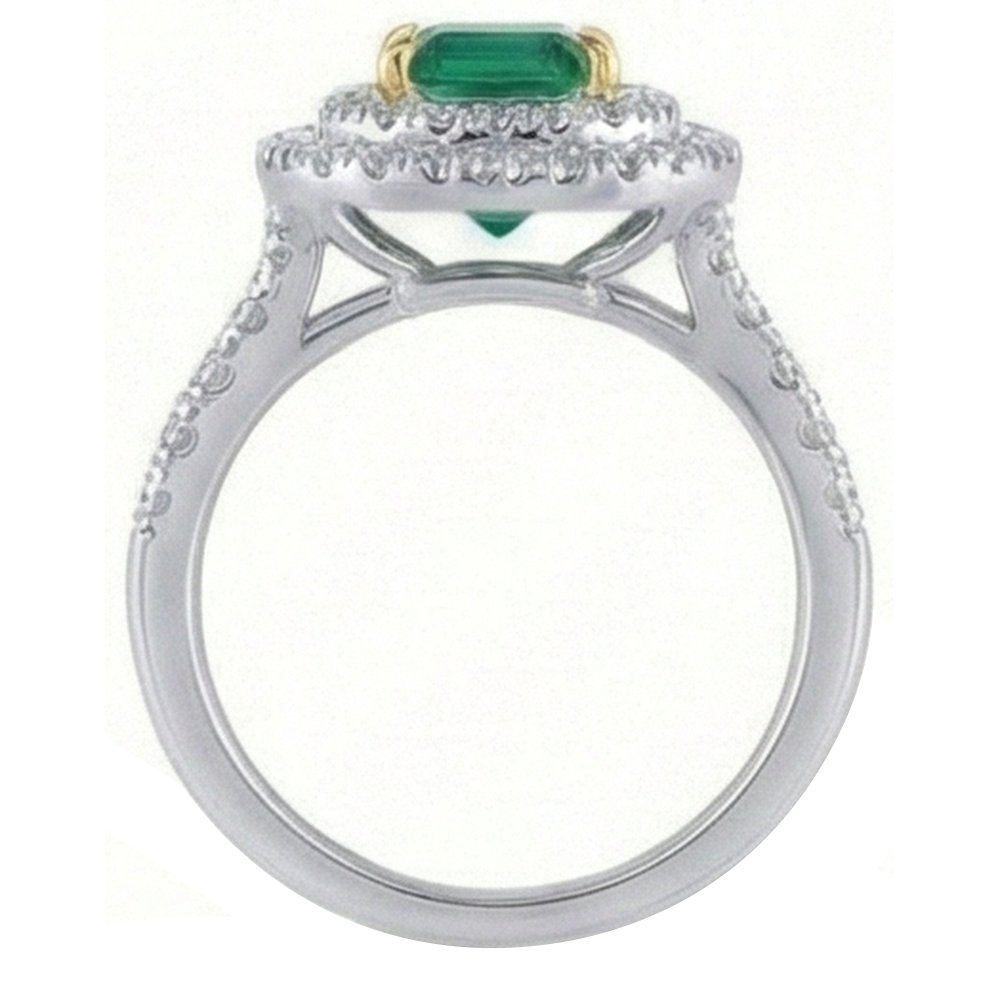 Green Emerald GIA Natural Earth Mined Diamond Engagement Ring Two Tone 3.70 Carats