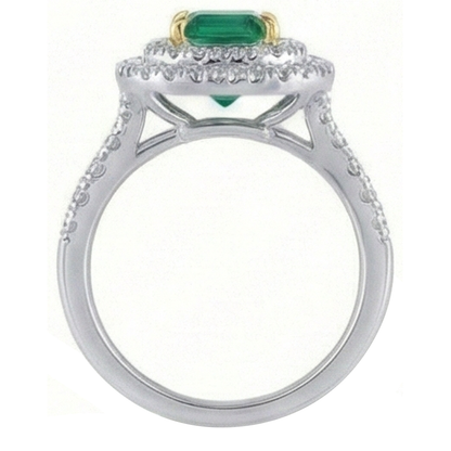 Green Emerald GIA Natural Earth Mined Diamond Engagement Ring Two Tone 3.70 Carats