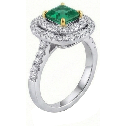 Green Emerald GIA Natural Earth Mined Diamond Engagement Ring Two Tone 3.70 Carats