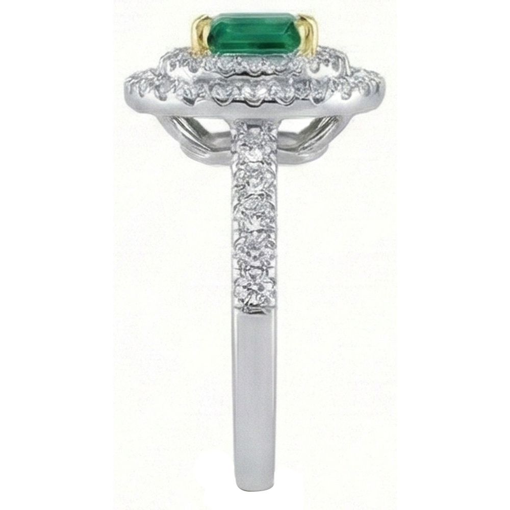 Green Emerald GIA Natural Earth Mined Diamond Engagement Ring Two Tone 3.70 Carats