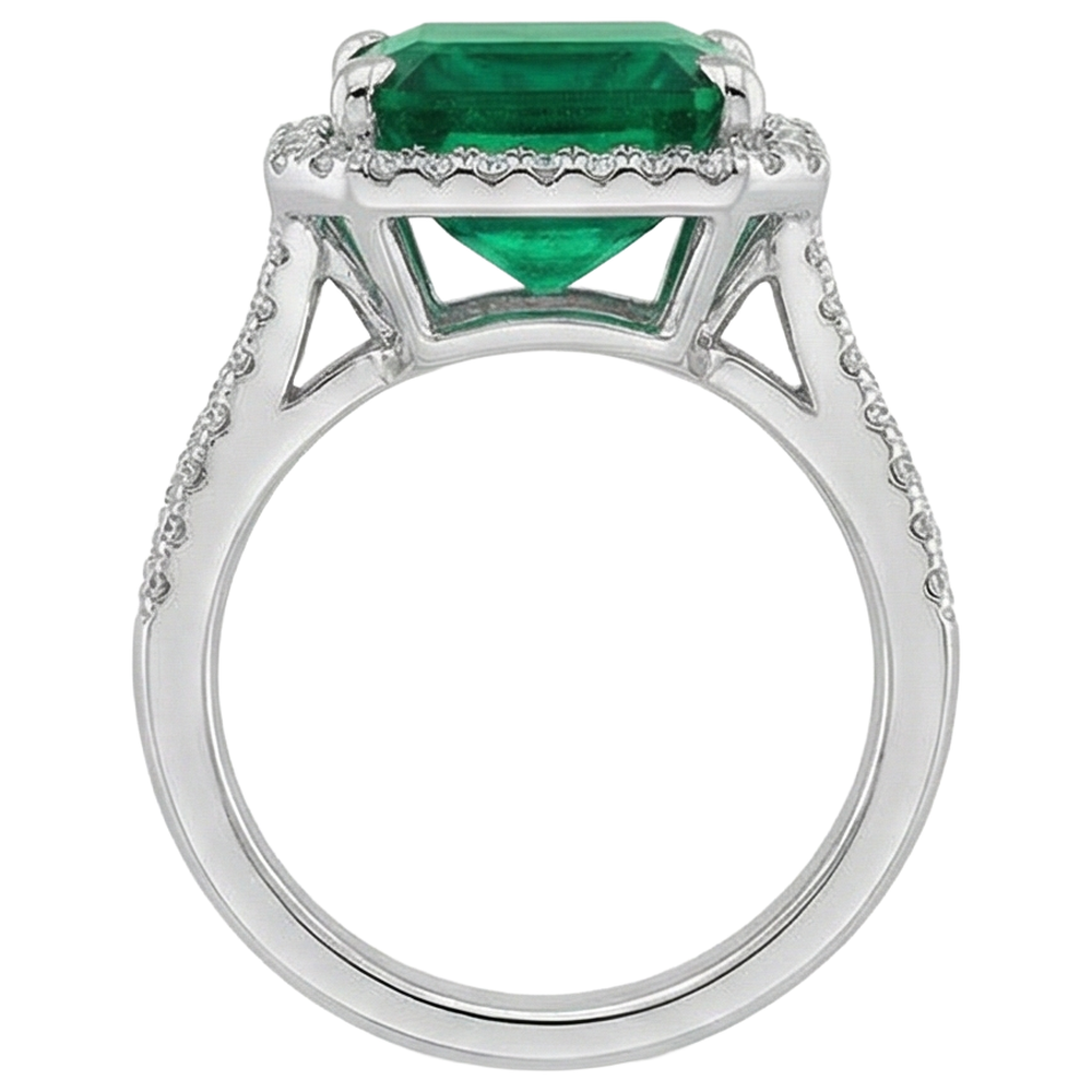 Green Emerald GIA Natural Earth Mined Diamond Gemstone Engagement Ring 10.50 Carat WG 14K