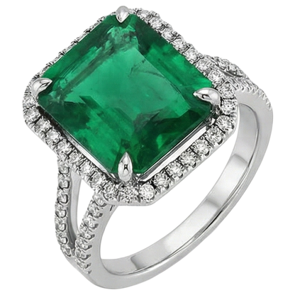 Green Emerald GIA Natural Earth Mined Diamond Gemstone Engagement Ring 10.50 Carat WG 14K