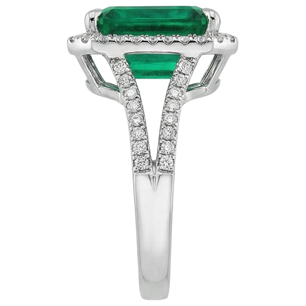 Green Emerald GIA Natural Earth Mined Diamond Gemstone Engagement Ring 10.50 Carat WG 14K
