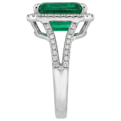 Green Emerald GIA Natural Earth Mined Diamond Gemstone Engagement Ring 10.50 Carat WG 14K