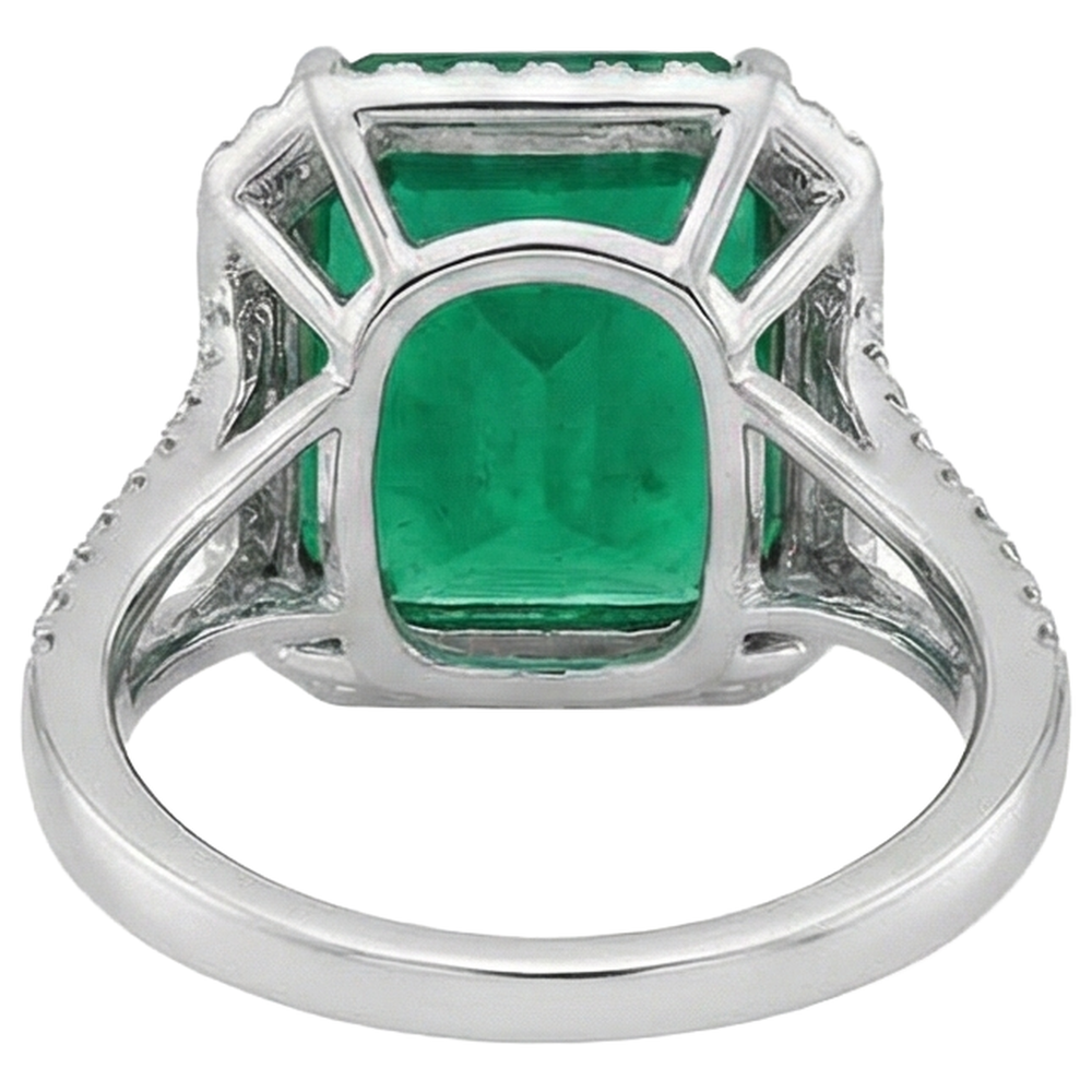 Green Emerald GIA Natural Earth Mined Diamond Gemstone Engagement Ring 10.50 Carat WG 14K
