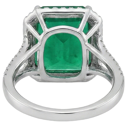 Green Emerald GIA Natural Earth Mined Diamond Gemstone Engagement Ring 10.50 Carat WG 14K
