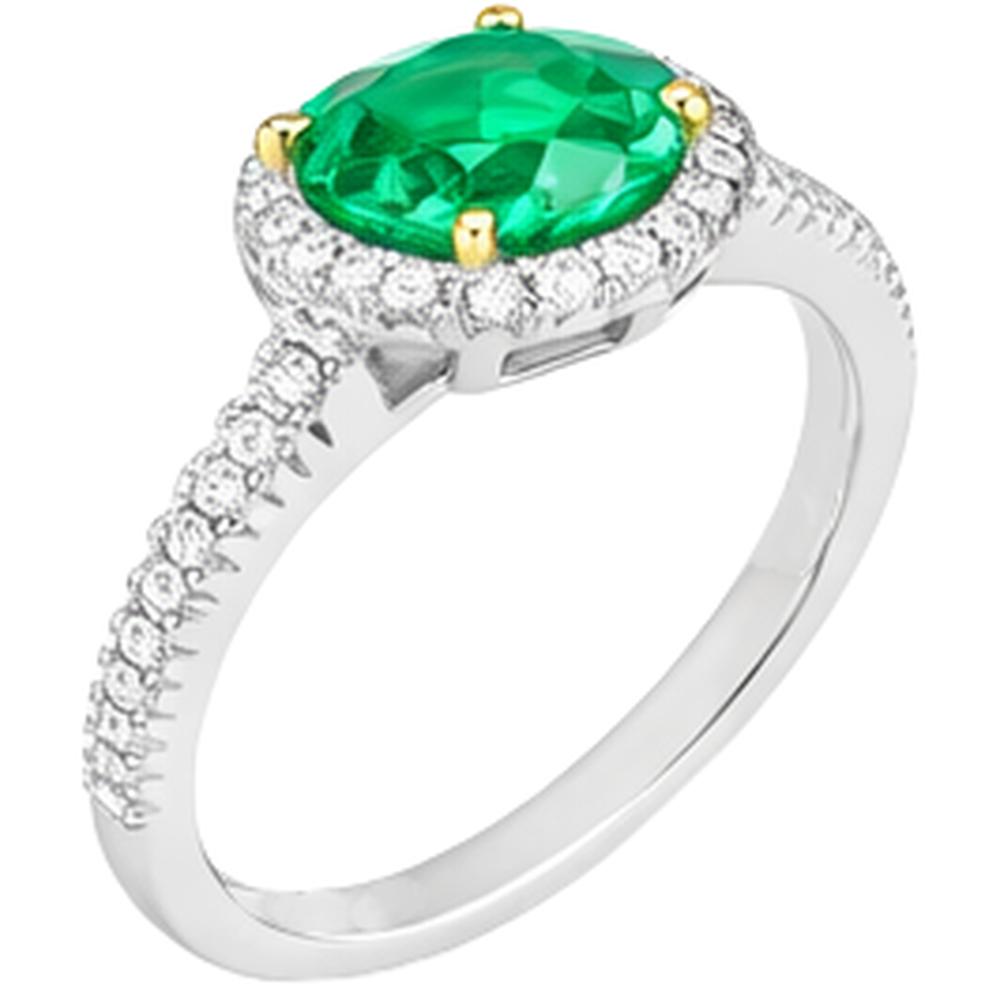 Natural Real ( Not Lab Grown ) Green Emerald GIA Oval Halo Ring