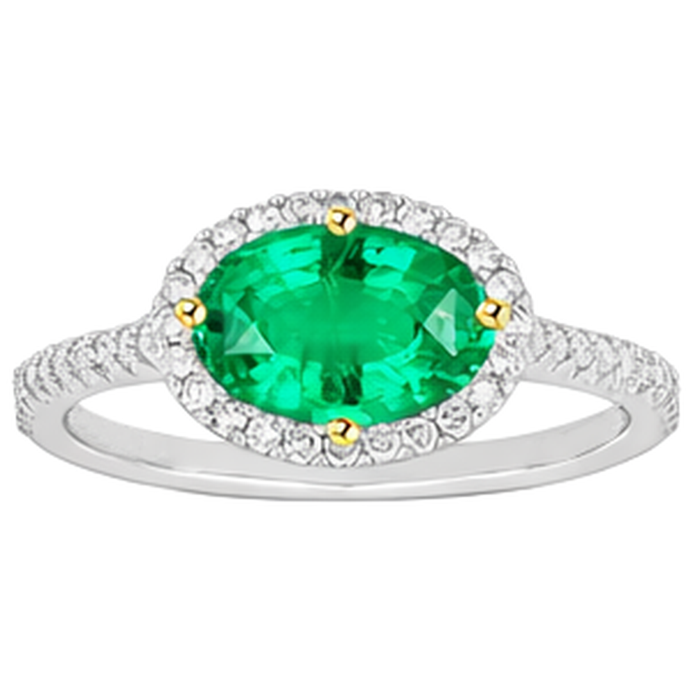 Natural Real ( Not Lab Grown ) Green Emerald GIA Oval Halo Ring