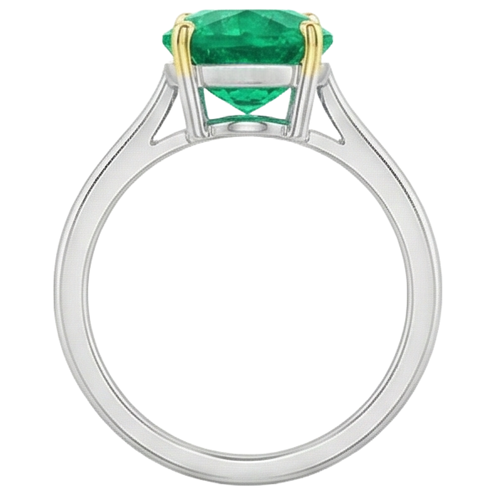 Natural Real ( Not Lab Grown ) Green Emerald GIA Pear Cut Ring