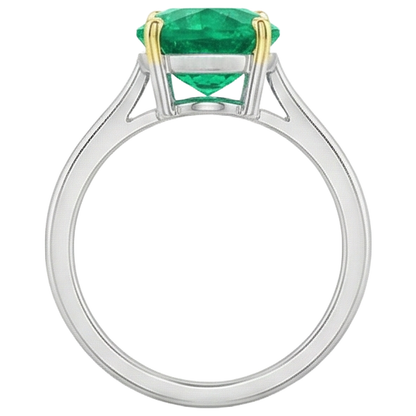 Natural Real ( Not Lab Grown ) Green Emerald GIA Pear Cut Ring