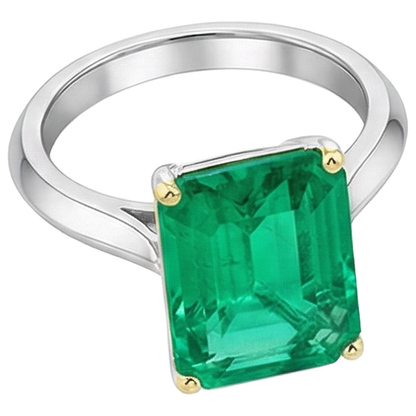 Natural Real ( Not Lab Grown ) Green Emerald GIA Ring Big Gemstone Solitaire