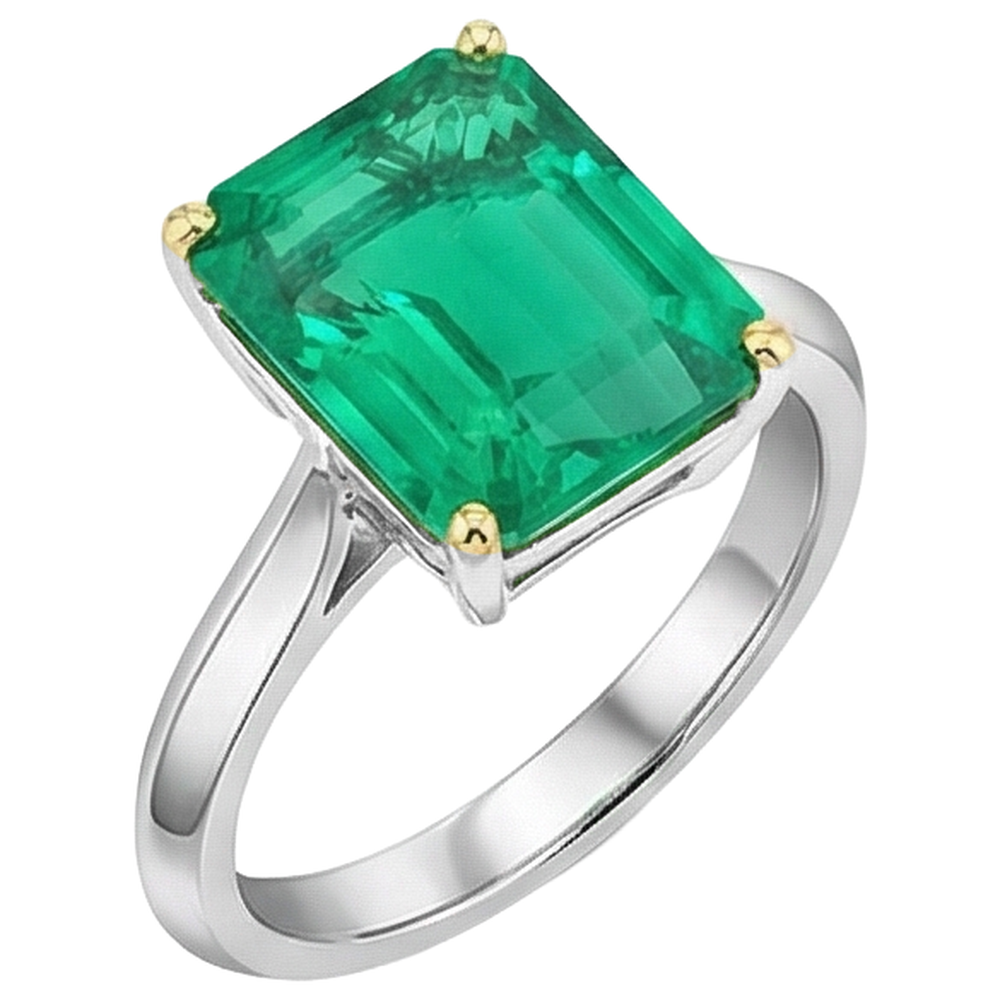 Natural Real ( Not Lab Grown ) Green Emerald GIA Ring Big Gemstone Solitaire