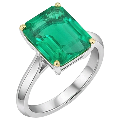 Natural Real ( Not Lab Grown ) Green Emerald GIA Ring Big Gemstone Solitaire