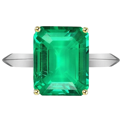Natural Real ( Not Lab Grown ) Green Emerald GIA Ring Big Gemstone Solitaire
