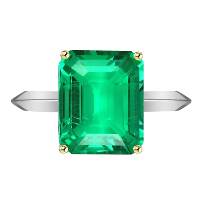 Green Emerald Ring Big Gemstone Solitaire