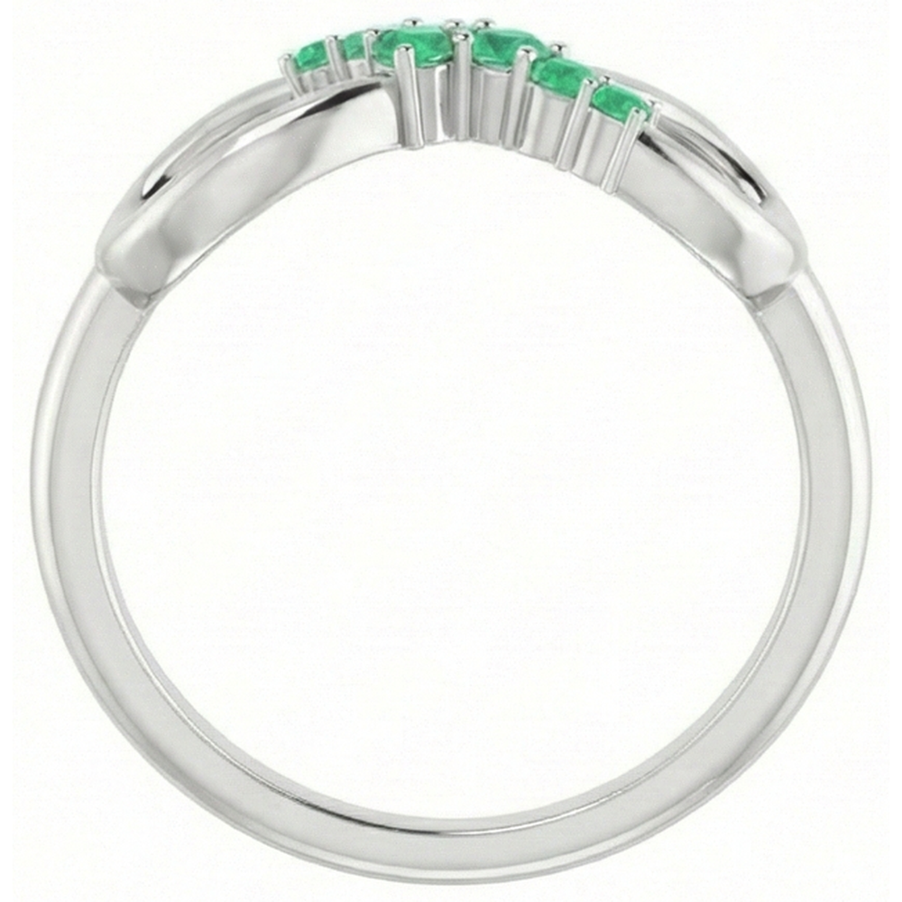 Natural Real ( Not Lab Grown ) Green Emerald GIA Ring Infinity Style 1 Carat White Gold 14K Jewelry