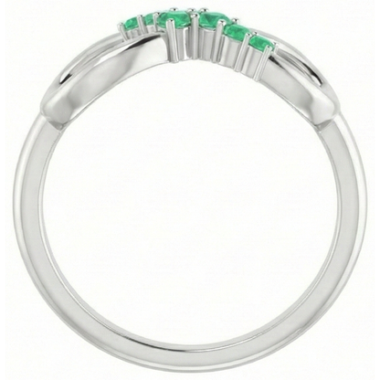 Natural Real ( Not Lab Grown ) Green Emerald GIA Ring Infinity Style 1 Carat White Gold 14K Jewelry