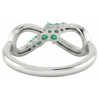 Natural Real ( Not Lab Grown ) Green Emerald GIA Ring Infinity Style 1 Carat White Gold 14K Jewelry
